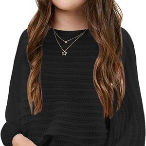 Girl's Puff Long Sleeve Crewneck Pullover Sweaters Kids Cable Knit